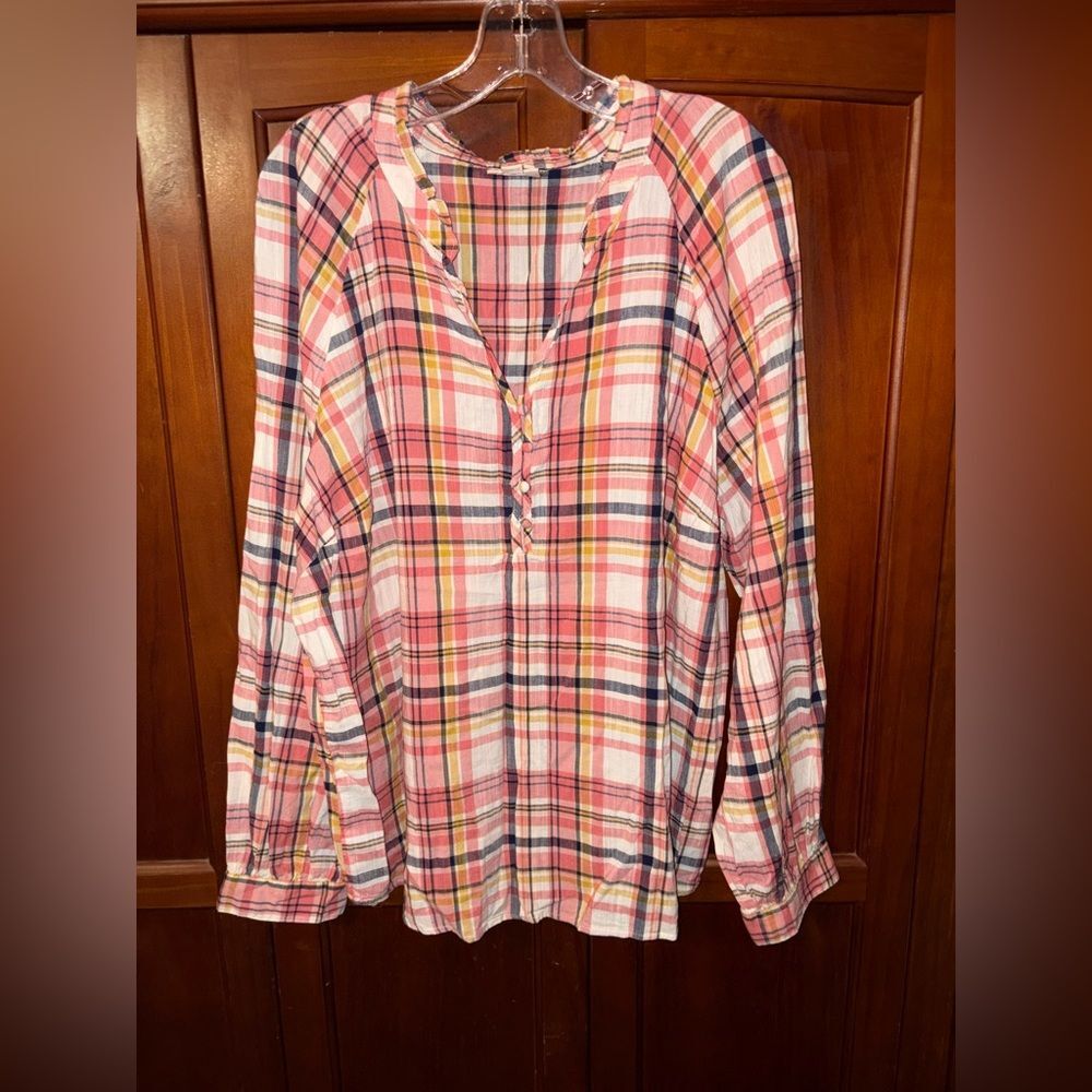 St. John's Bay Multicolor Plaid Blouse 24↔️28↕️